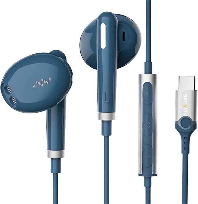 Wired In-Ear Headphones Type C, Hi-Fi Stereo Sound, Noise Isolation, In-Ear Headphones with Volume Control for Samsung, Xiaomi, Huawei, and Type-C Devices